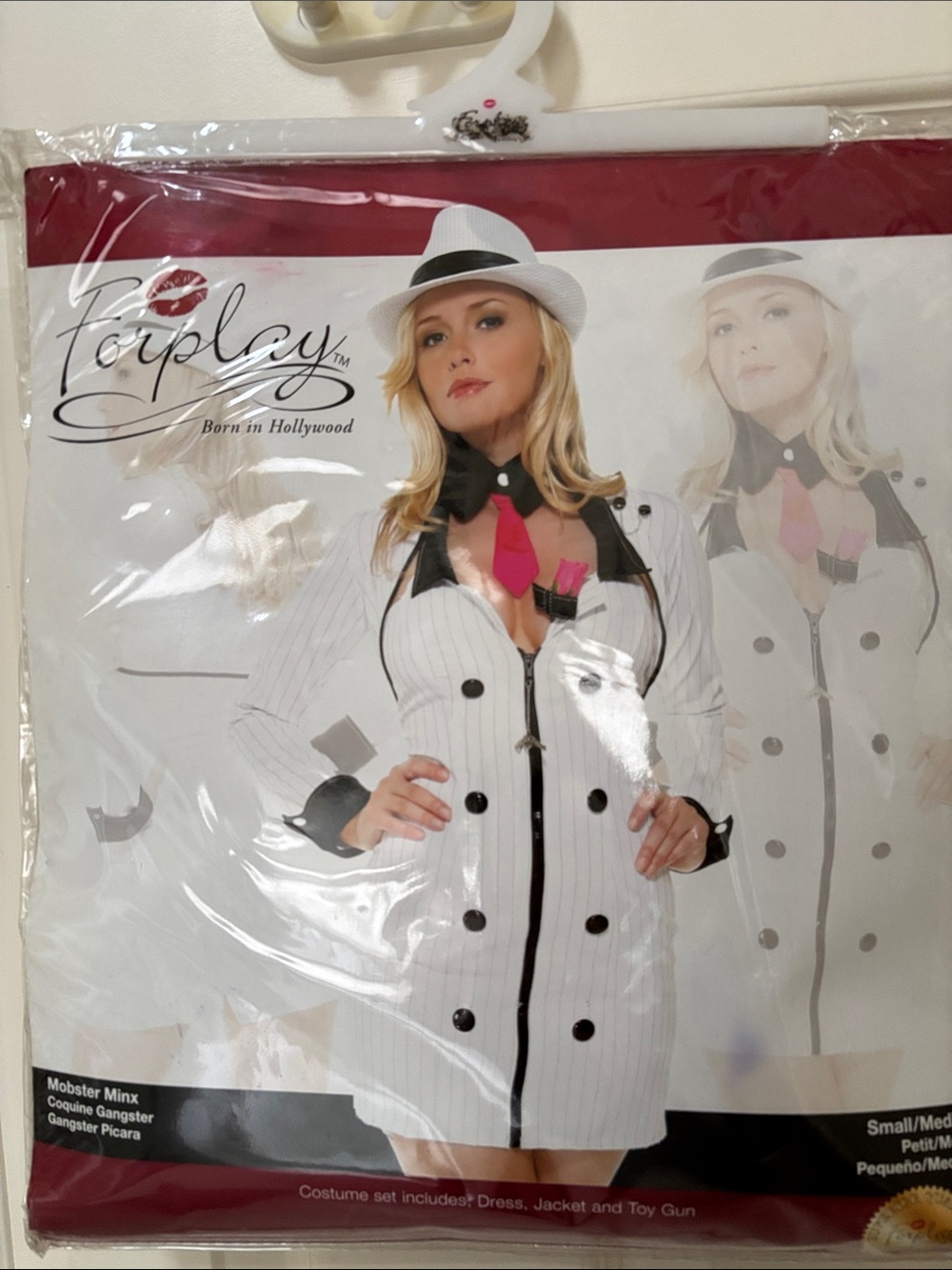 Forplay White Pinstripe Gangster Costume with Pink Tie
